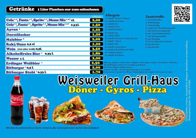 GrillHaus Eschweiler Weisweiler Speisekarte